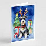 Schnauzer Christmas Reindeer Greeting Cards Pack of 8