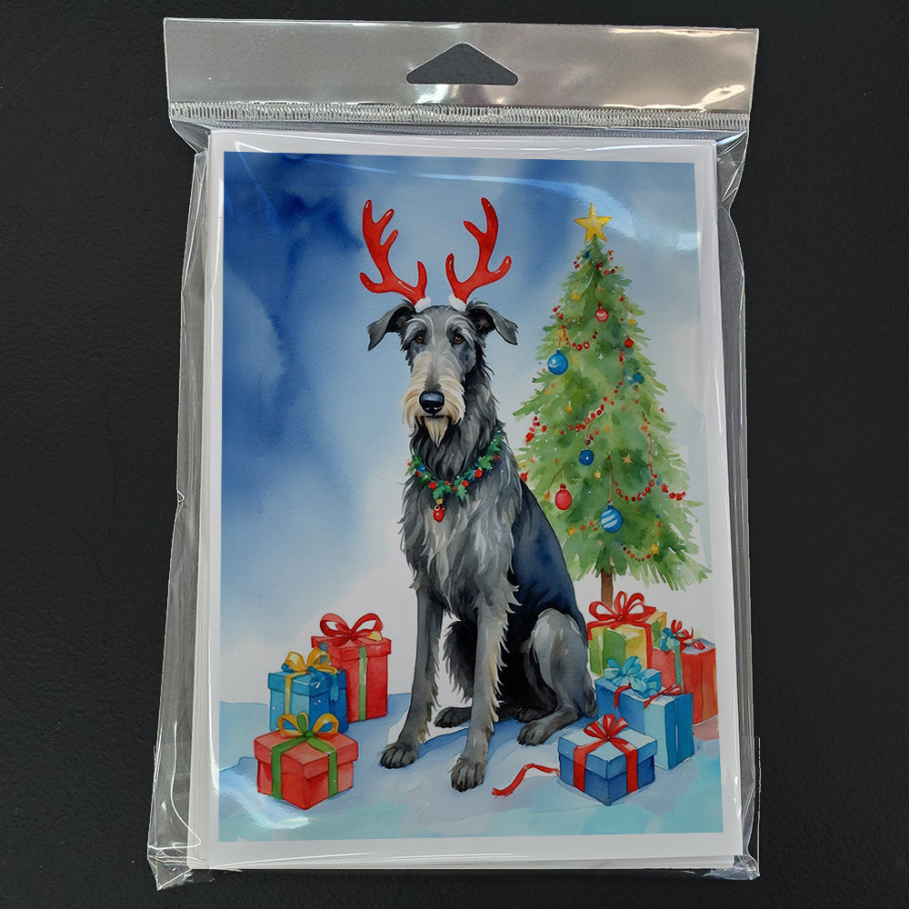 Scottish Deerhound Christmas Reindeer Greeting Cards Pack of 8