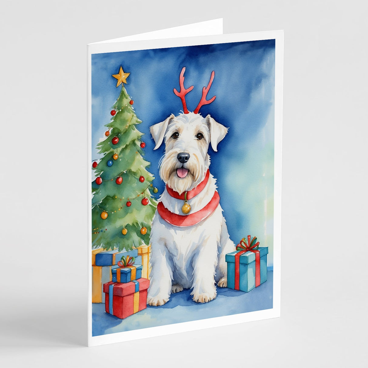 Sealyham Terrier Christmas Reindeer Greeting Cards Pack of 8