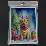 Shar Pei Christmas Reindeer Greeting Cards Pack of 8