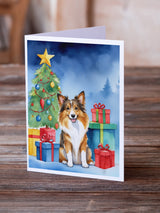 Sheltie Christmas Reindeer Greeting Cards Pack of 8