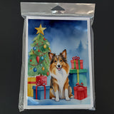 Sheltie Christmas Reindeer Greeting Cards Pack of 8