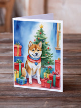 Shiba Inu Christmas Reindeer Greeting Cards Pack of 8