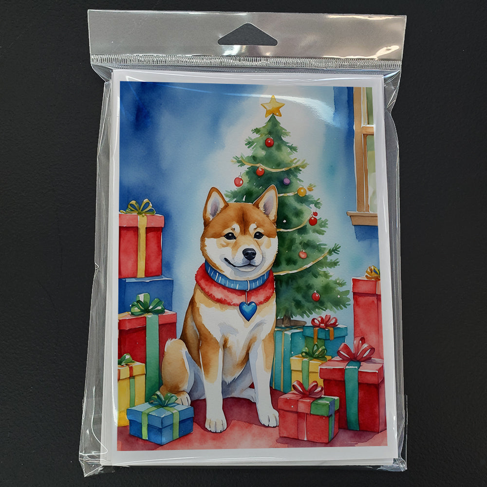 Shiba Inu Christmas Reindeer Greeting Cards Pack of 8