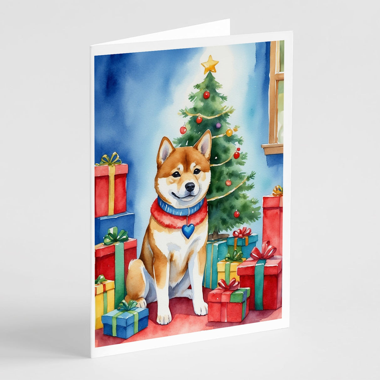 Shiba Inu Christmas Reindeer Greeting Cards Pack of 8