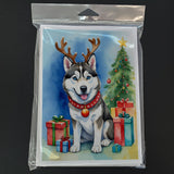 Siberian Husky Christmas Reindeer Greeting Cards Pack of 8