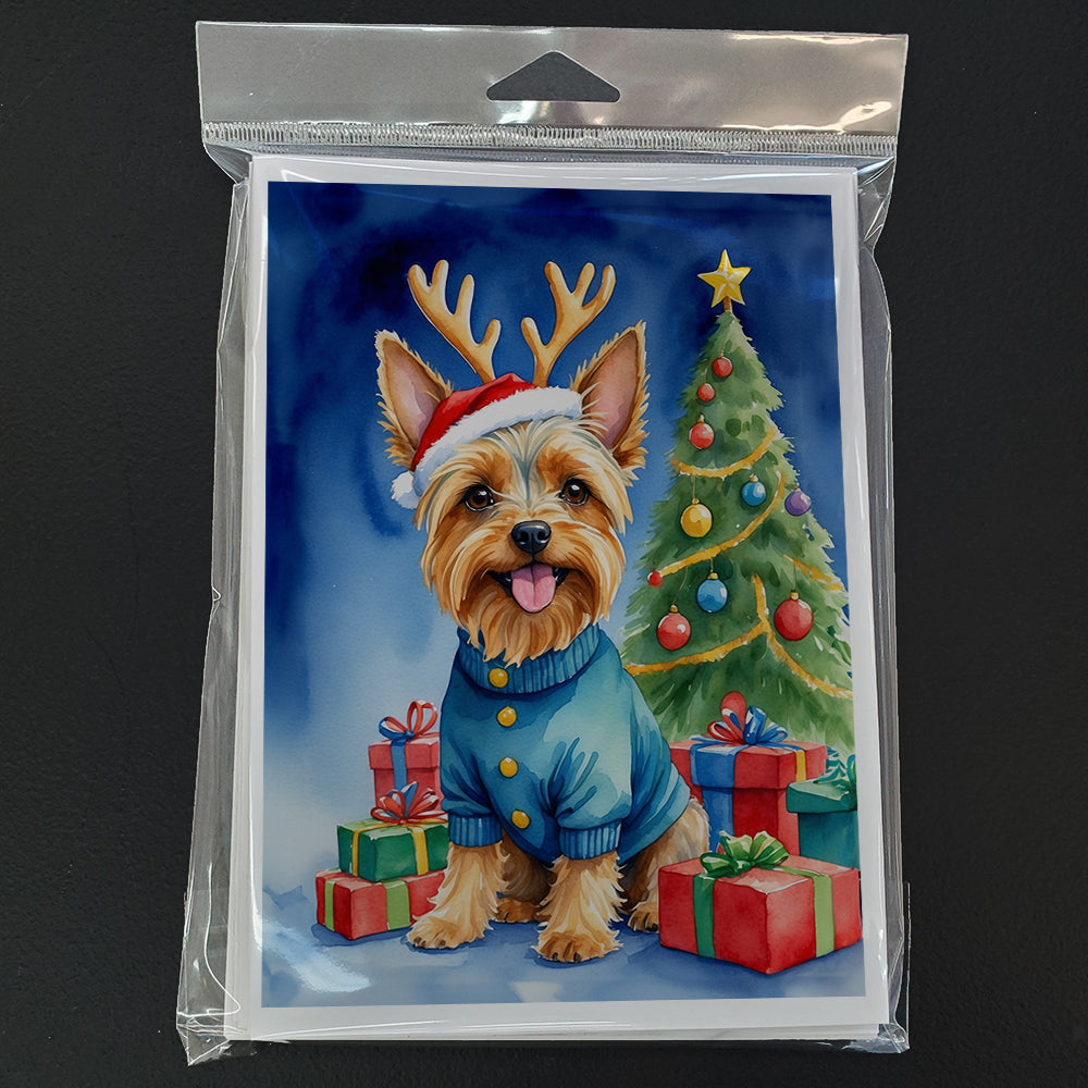 Silky Terrier Christmas Reindeer Greeting Cards Pack of 8