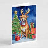 Staffordshire Bull Terrier Christmas Reindeer Greeting Cards Pack of 8