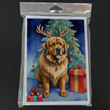 Tibetan Mastiff Christmas Reindeer Greeting Cards Pack of 8