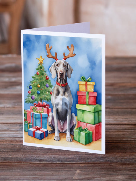 Weimaraner Christmas Reindeer Greeting Cards Pack of 8