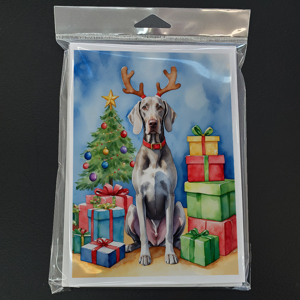 Weimaraner Christmas Reindeer Greeting Cards Pack of 8