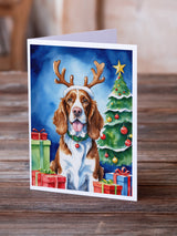 Welsh Springer Spaniel Christmas Reindeer Greeting Cards Pack of 8