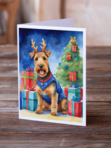 Welsh Terrier Christmas Reindeer Greeting Cards Pack of 8