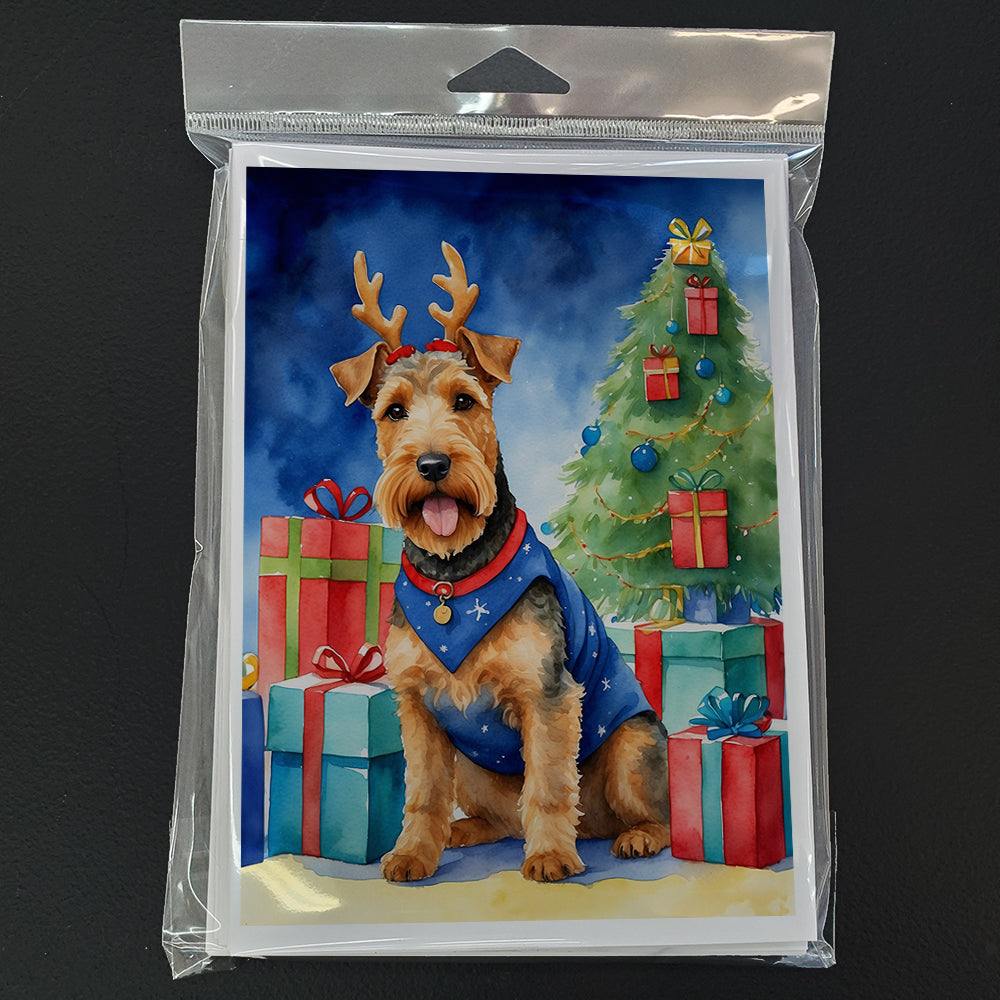 Welsh Terrier Christmas Reindeer Greeting Cards Pack of 8