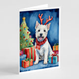 Westie Christmas Reindeer Greeting Cards Pack of 8