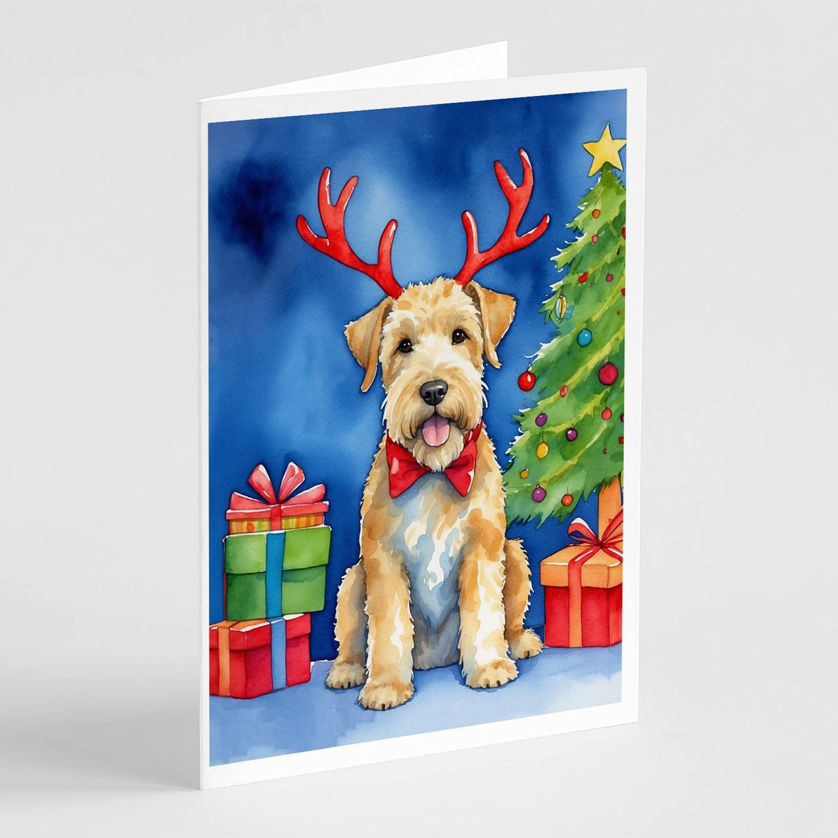 Wheaten Terrier Christmas Reindeer Greeting Cards Pack of 8