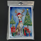 Whippet Christmas Reindeer Greeting Cards Pack of 8