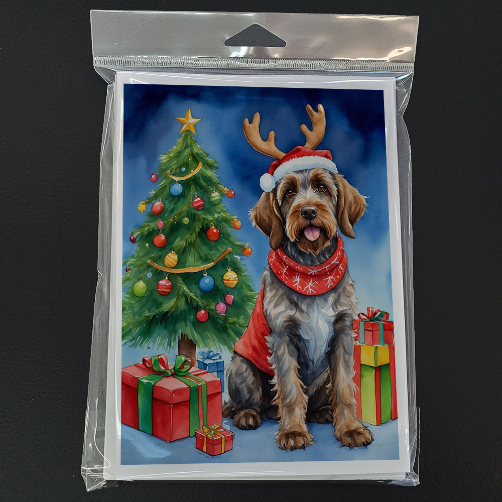 Wirehaired Pointing Griffon Christmas Reindeer Greeting Cards Pack of 8