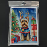 Yorkshire Terrier Yorkie Christmas Reindeer Greeting Cards Pack of 8