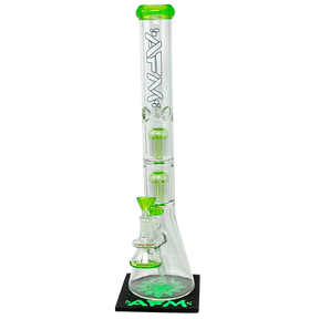 AFM Double Hitter 9mm Beaker Bong with Showerhead Perc and Keystone Base, 21" - Front View