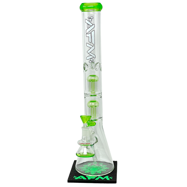 AFM Double Hitter 9mm Beaker Bong with Showerhead Perc and Keystone Base, 21" - Front View