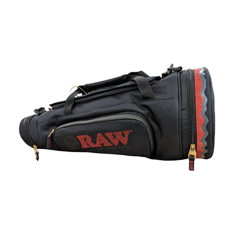 RAW Multi-Compartment Cone Duffel Bag side view showcasing spacious storage and secure zippers