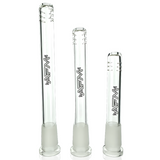 AFM Clear Glass Downstems in 3"-5" sizes, 14mm Borosilicate, Front View on White Background