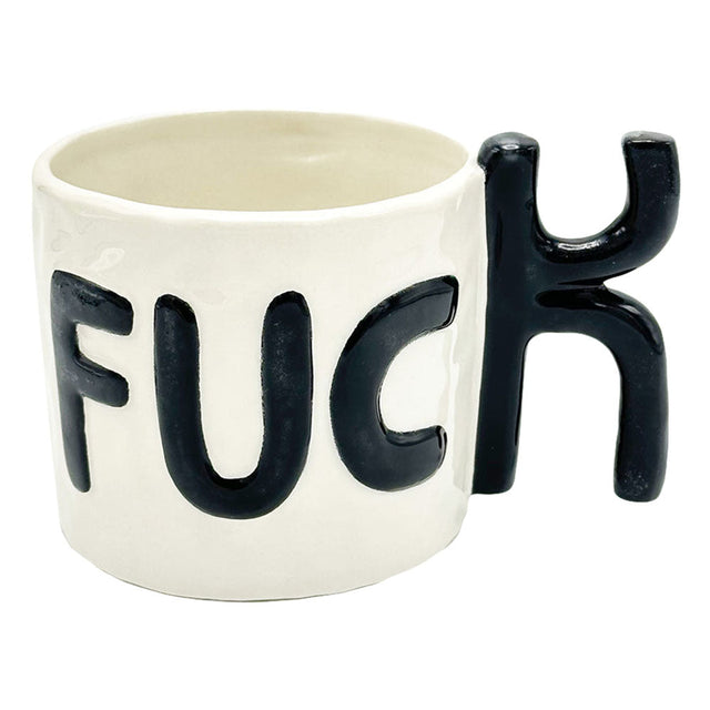 Ceramic Fuck Handle Mug - 14oz with bold lettering - Front View on White Background