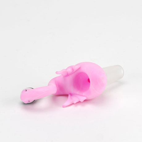 Empire Glassworks Frosted Pink Flamingo Bowl Piece, 14mm Borosilicate Glass, Side View