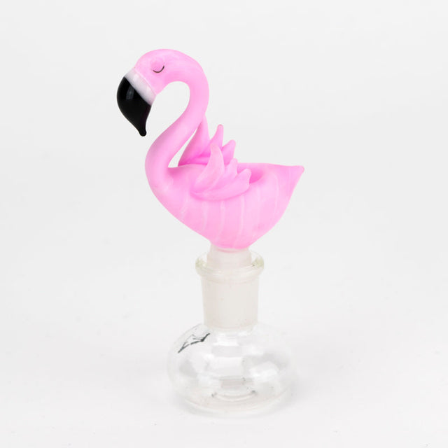 Empire Glassworks Frosted Pink Flamingo Bowl Piece, 14mm, Front View on White Background