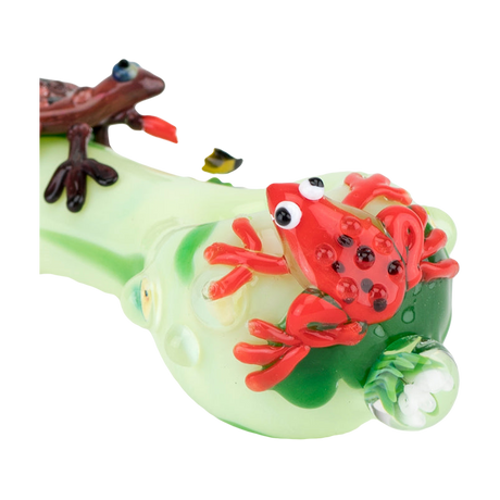 Empire Glassworks Ribbit Small Spoon Pipe with Intricate Frog Design on Top