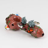 Empire Glassworks Hootie's Forest Small Spoon Pipe with intricate animal designs, side view