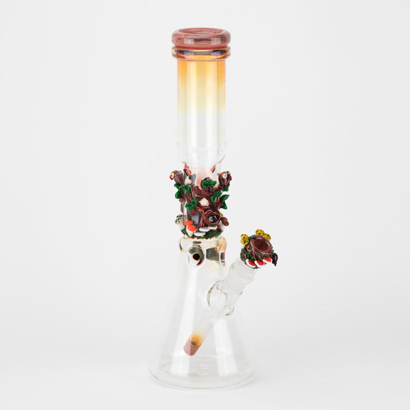 Empire Glassworks Forest Beaker Bong with Intricate Tree Design - Front View