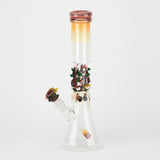 Empire Glassworks Forest Beaker Bong with intricate tree and mushroom details, 14mm joint - front view