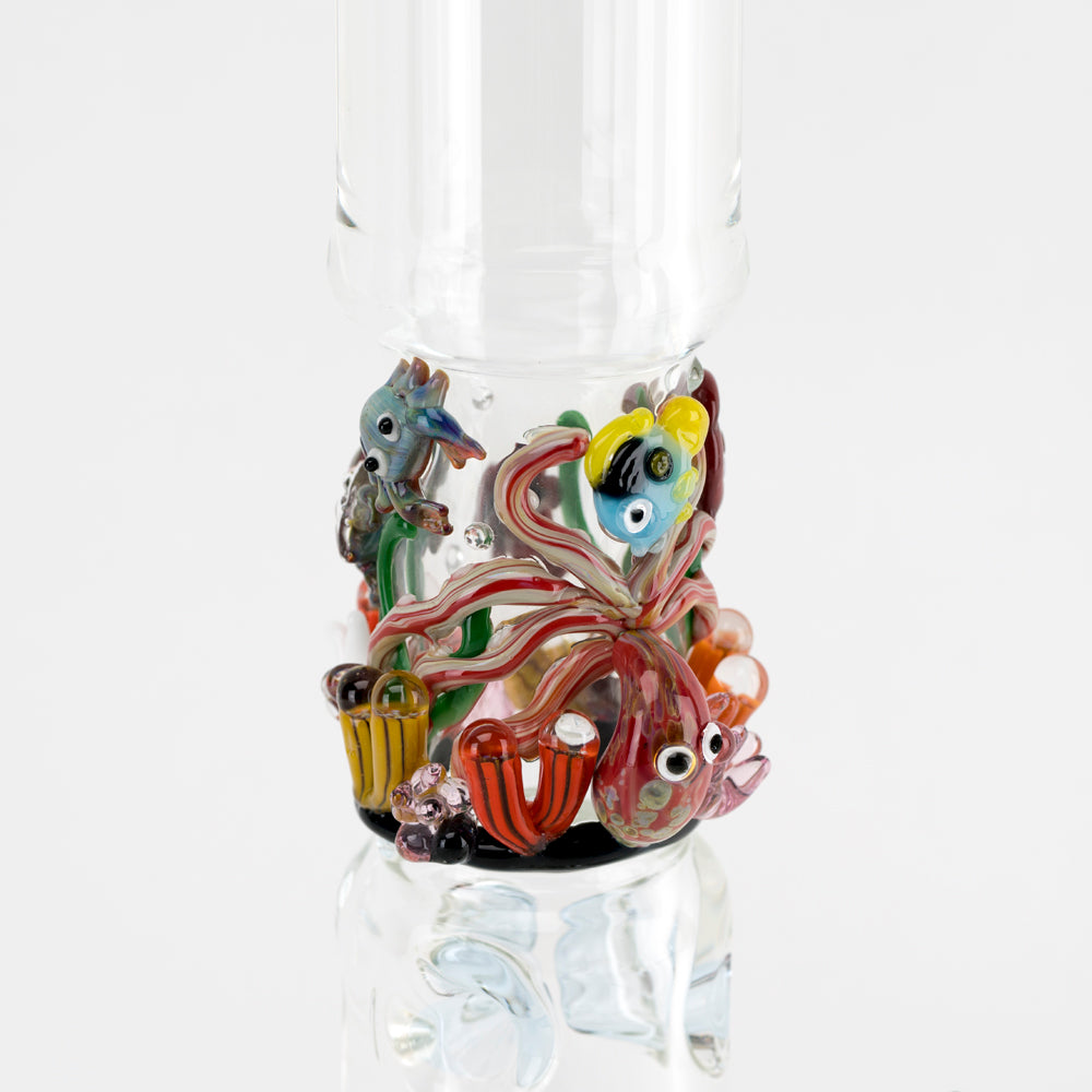 Empire Glassworks Under The Sea Beaker Bong with intricate marine life details, front view