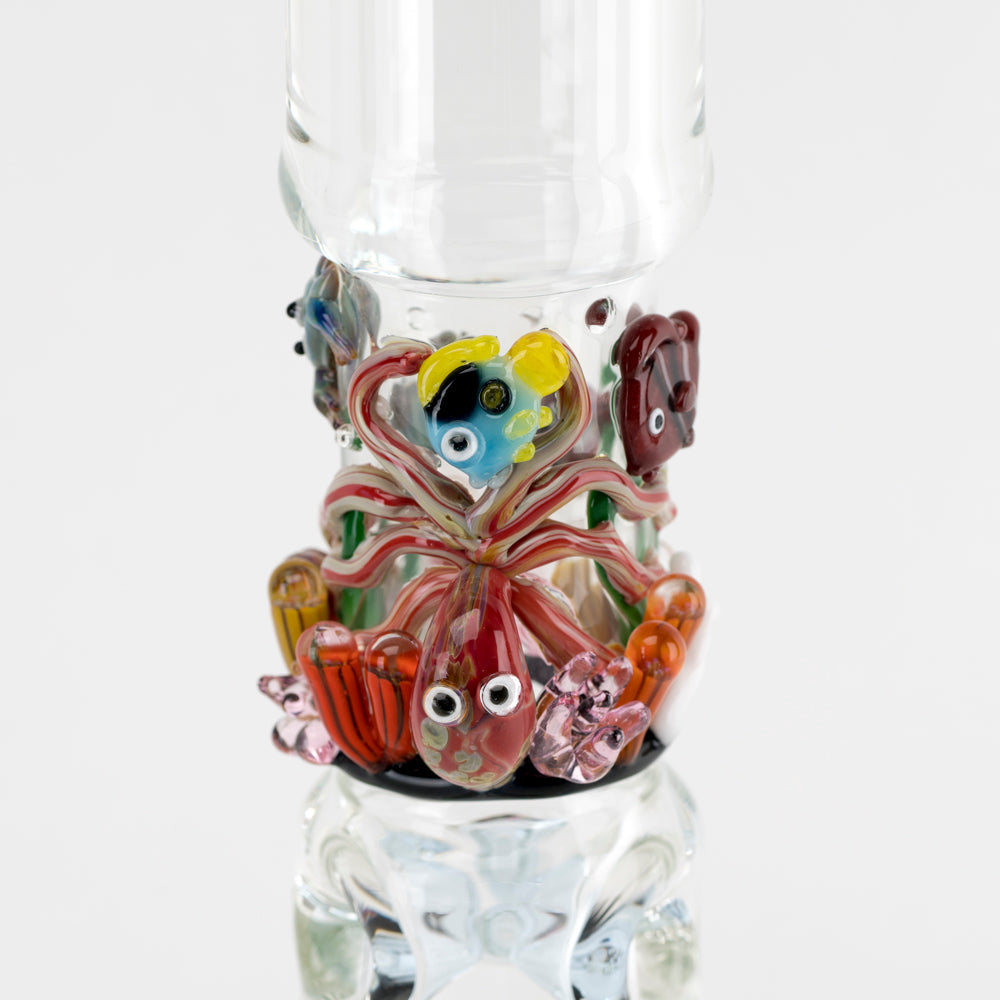 Empire Glassworks 'Under The Sea Beaker' bong with intricate marine life glasswork, front view