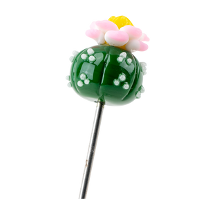 Empire Glassworks Peyote Poker with Intricate Cactus and Flower Design, Borosilicate Glass
