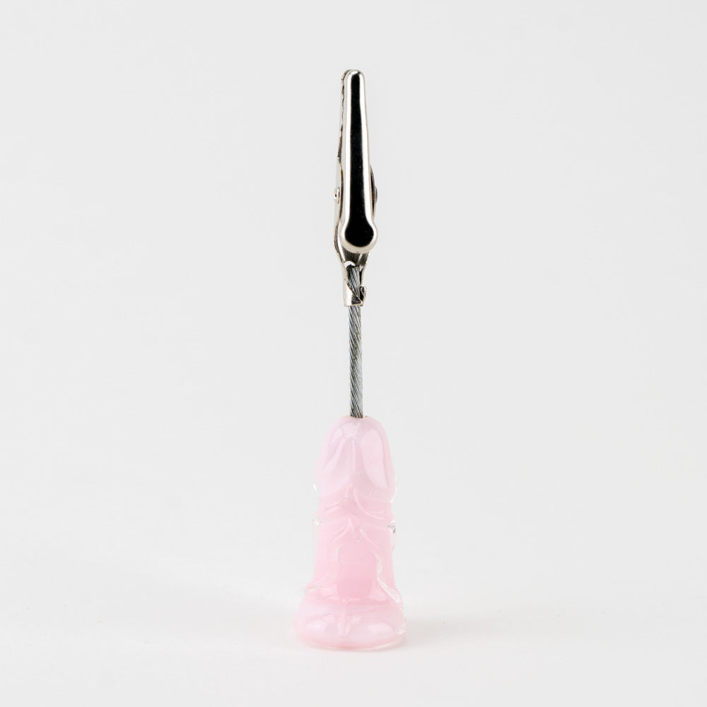 Empire Glassworks Borosilicate Penis Roach Clip - Front View on Seamless White Background
