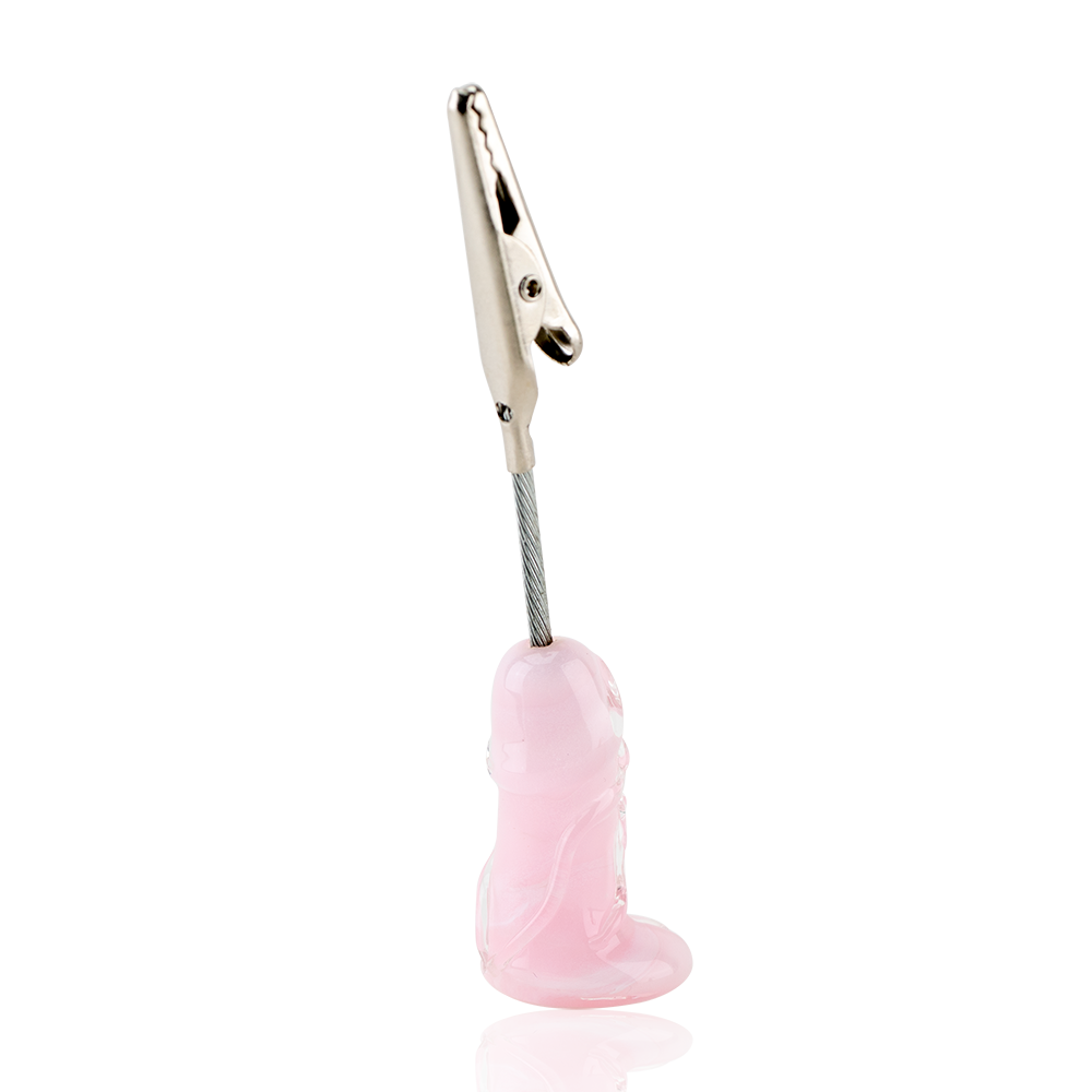 Empire Glassworks Borosilicate Penis Roach Clip with Colored Glass, Front View