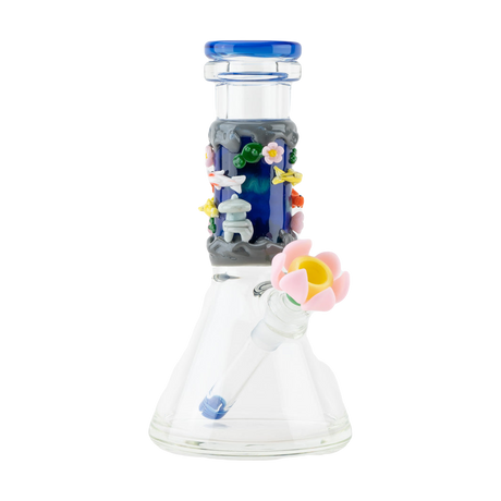 Empire Glassworks Koi Pond Baby Beaker Bong, 8.5" with Colorful Fish & Floral Details