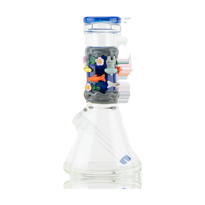 Empire Glassworks Koi Pond Baby Beaker Bong with intricate fish and flower details, 8.5" tall