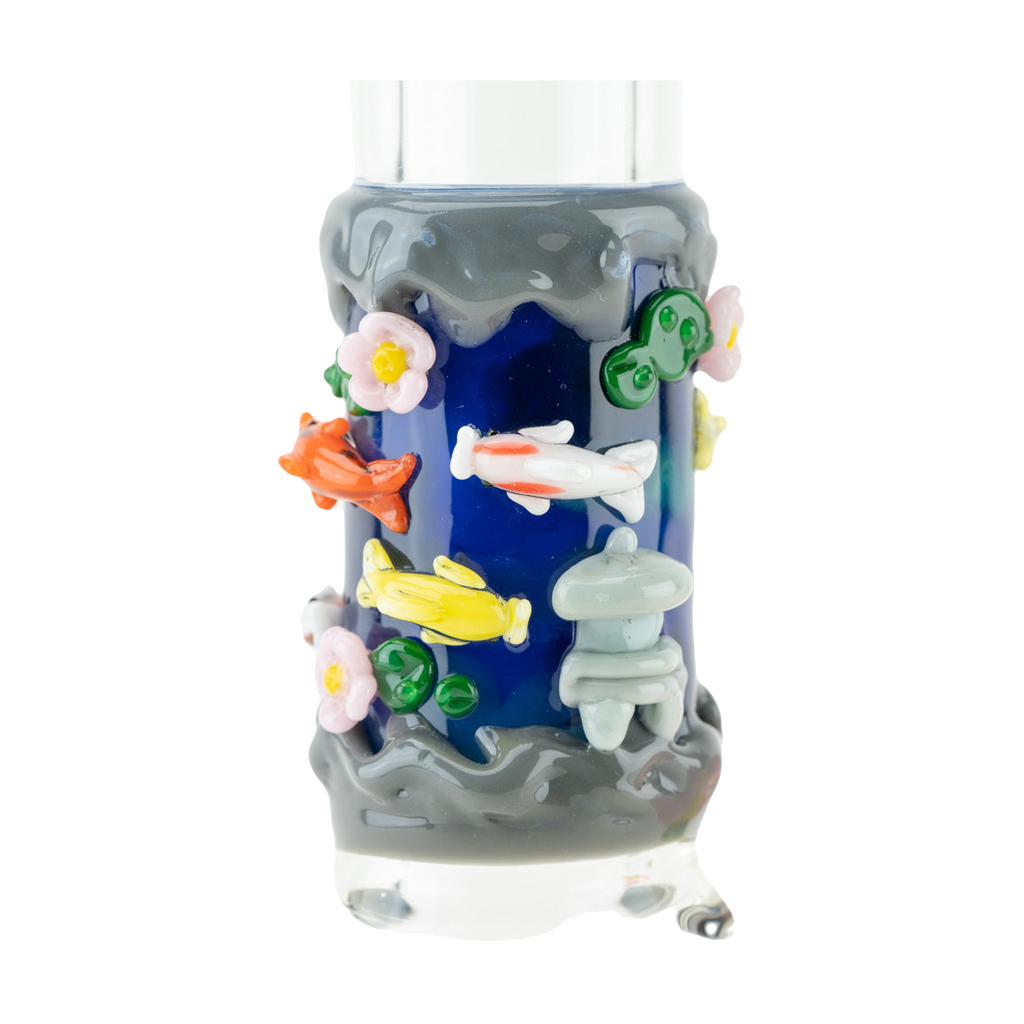 Empire Glassworks Koi Pond Baby Beaker Bong, 8.5" with Colorful Fish & Floral Accents