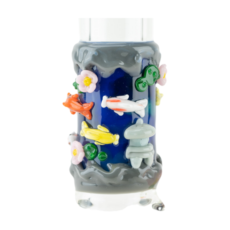 Empire Glassworks Koi Pond Baby Beaker Bong, 8.5" with Colorful Fish & Floral Accents