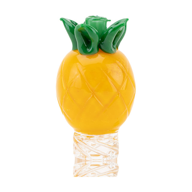 Empire Glassworks Pineapple Spinner Cap in Yellow and Green, Borosilicate Glass, Fun Novelty Design