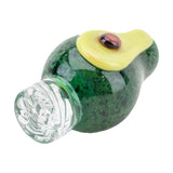 Empire Glassworks Avocadope Spinner Cap, green borosilicate glass, novelty design, angled view