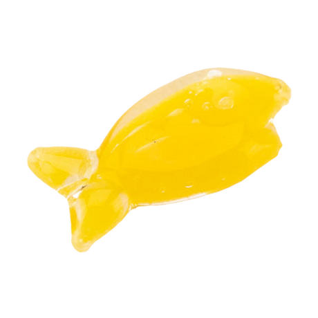 Empire Glassworks Jawsome Spinner Cap in yellow, shark design for dab rigs, top view on white background