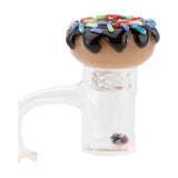 Empire Glassworks Donut Spinner Cap in Borosilicate Glass, Black/Brown with Colorful Accents