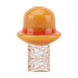 Empire Glassworks Hat Spinner Cap in brown borosilicate glass for dab rigs, front view on white background