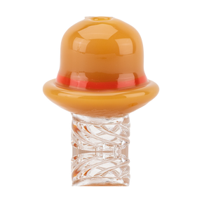 Empire Glassworks Hat Spinner Cap in brown borosilicate glass for dab rigs, front view on white background