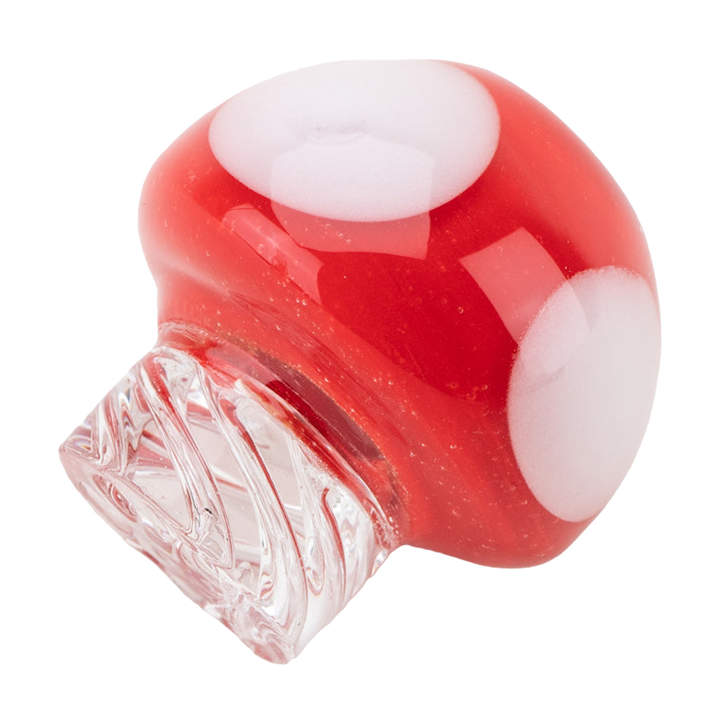 Empire Glassworks Mushroom Spinner Cap in Red and White, Borosilicate Glass, for Dab Rigs